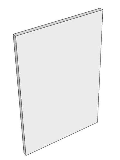 Porter Gloss White Base end panel with sq edges, gloss finish on face only 900x650x18mm