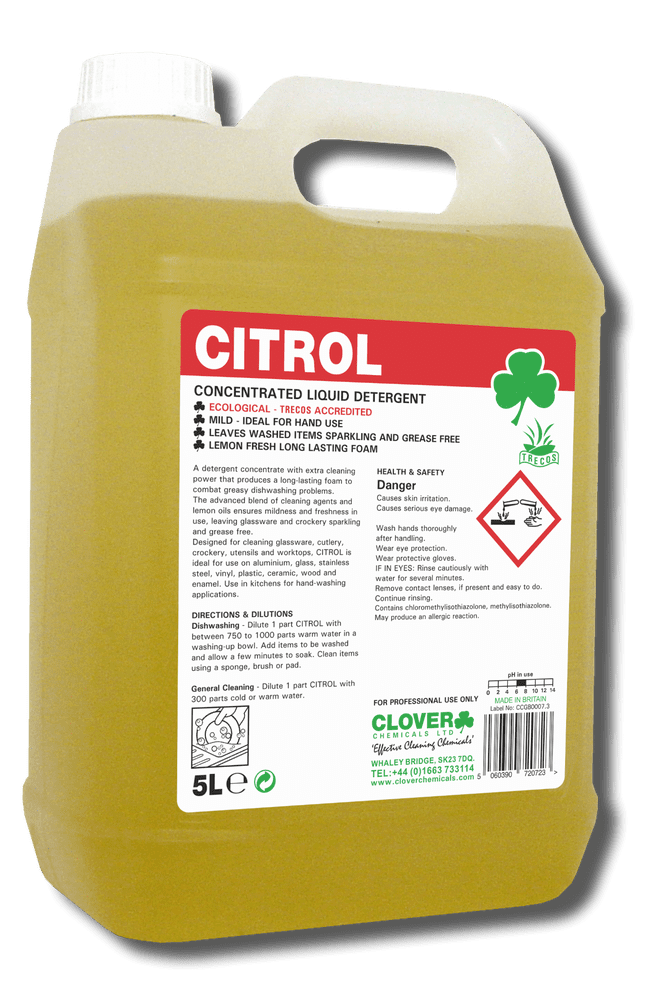 Clover Citrol 5L - Concentrated Lemon Washing Up Liquid