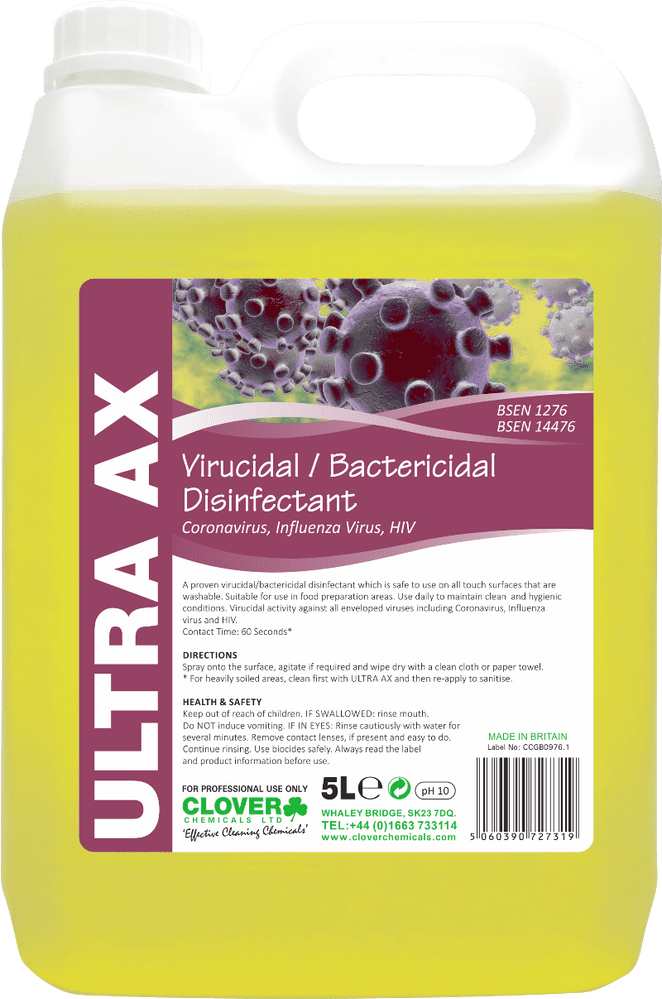 Clover ULTRA AX Sanitiser. Kills Coronavirus, 5 Litre
